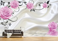 Tapet Premium Canvas - Flori roz abstracte foto