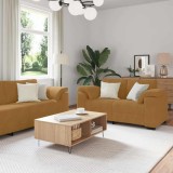 vidaXL Set de canapele cu perne, 3 piese, maro, catifea 3324674