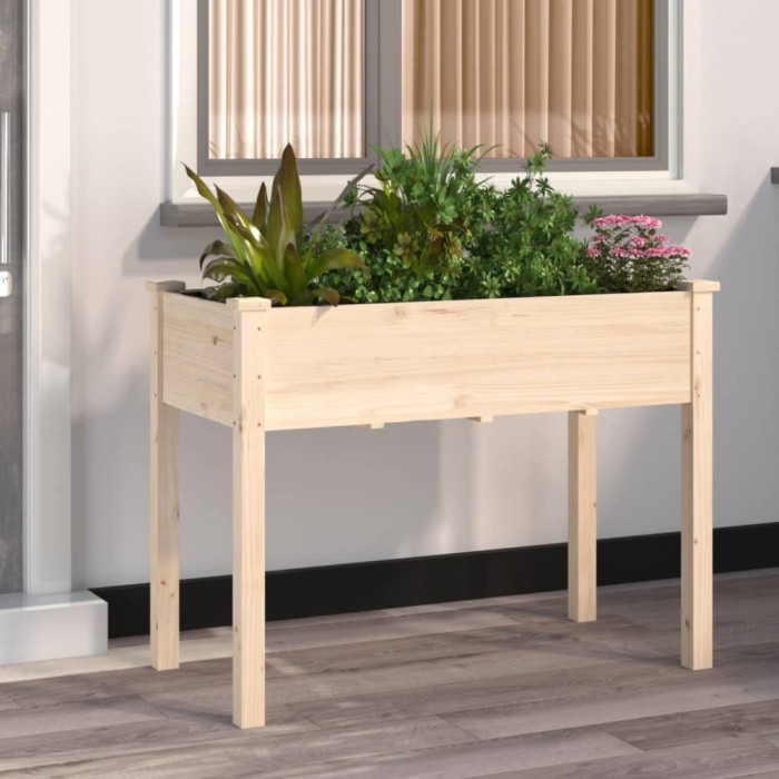 vidaXL Jardinieră cu căptușeală, 118x59x76 cm, lemn masiv de brad 364233