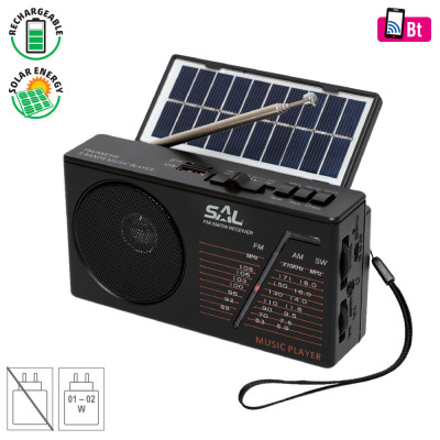 Radio hibrid solar si acumulator 3.7V Bluetooth USB SD SAL RPH 1 foto