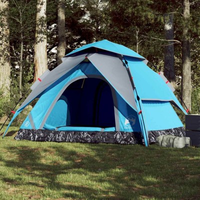 vidaXL Cort de camping cupolă 5 persoane, setare rapidă, albastru foto