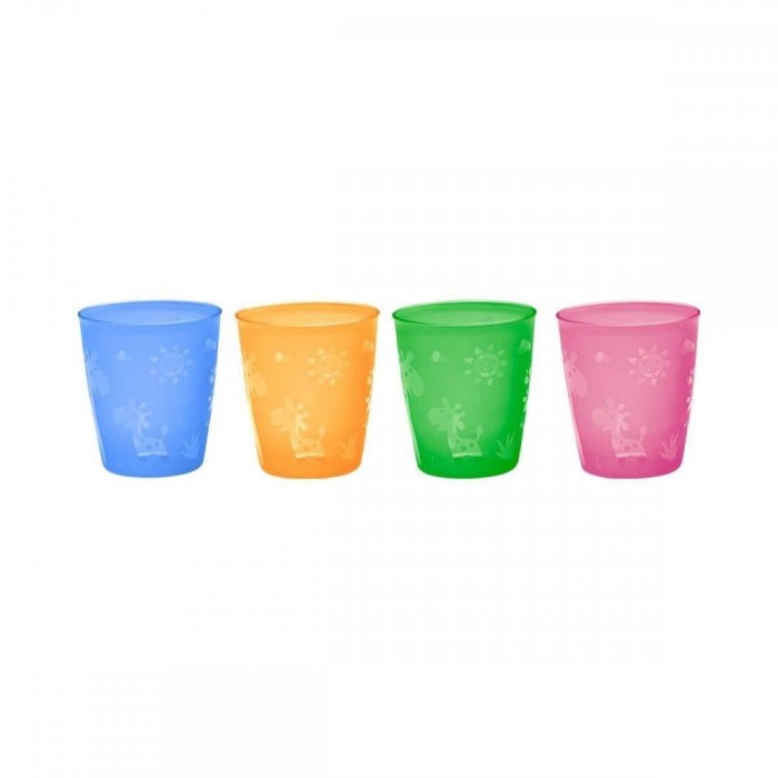 Set 4 pahare colorate pentru bebelusi si copii, 300 ml, fara BPA, 18+ luni, Nip 37061 Children SafetyCare