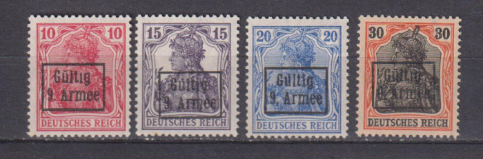 TIMBRE GERMANE 1918 SUPRATIPAR &quot;GULTIG 9 ARME&quot; MH EXPERTIZAT 3 SCAN