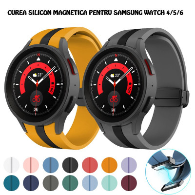 Curea silicon magnetica 20mm ceas Samsung Watch 4 40mm/42mm/44/46mm Watch 5 Pro foto
