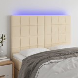 Tablie de pat cu LED, crem, 144x5x118/128 cm, textil GartenMobel Dekor, vidaXL
