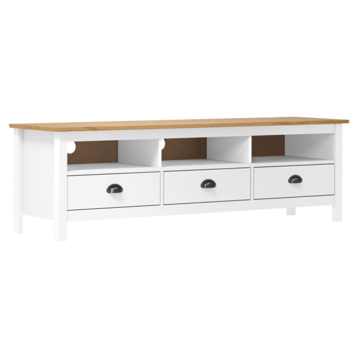 vidaXL Comodă TV Hill Range, alb, 158x40x47 cm, lemn masiv de pin