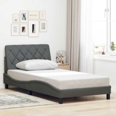 vidaXL Cadru de pat fără saltea, gri &icirc;nchis, 100x200 cm, textil