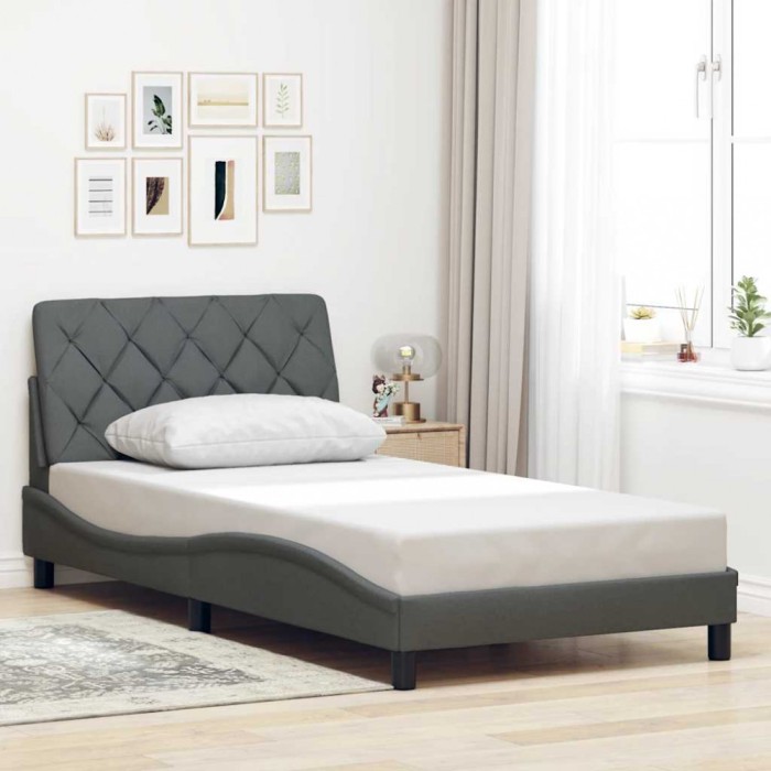 vidaXL Cadru de pat fără saltea, gri &icirc;nchis, 100x200 cm, textil