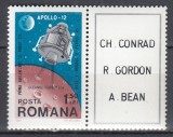 ROMANIA 1969 LP 715 COSMOS IV APOLLO 12 SERIE CU 4 VINIETA MNH, Nestampilat