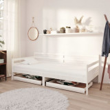 VidaXL Pat de zi cu sertare, alb,90x200 cm,lemn masiv de pin