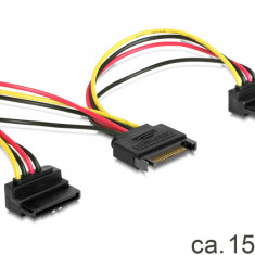 CABLU DE ALIMENTARE SATA 15 PINI LA 2 X SATA IN UNGHI 60128 DELOCK