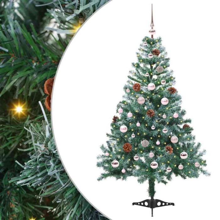 vidaXL Brad de Crăciun artificial cu 150 LED Verde 150 cm PVC și Oțel 3396703
