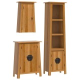 Cumpara ieftin Set mobilier de baie, 3 piese, lemn masiv de pin