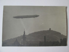 Rara! Carte postala foto originala necirculata Zeppelin deasupra Sibiului 1929 foto