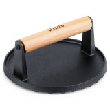 Presa hamburger din fonta CAST LINE 17,5 cm, 1 kg, cu maner din lemn Vilde