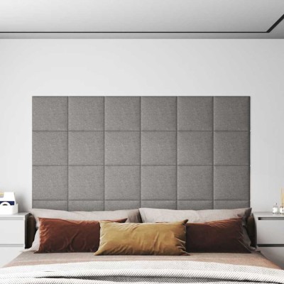 vidaXL Panouri de perete 12 buc. gri deschis 30x30 cm textil 1,08 m&amp;sup2; 343789 foto