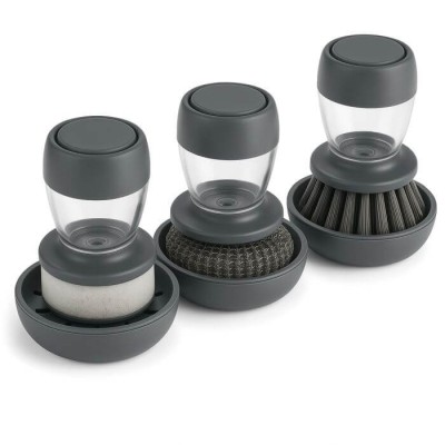 Set de perie vase universala de bucatarie cu dozator de sapun si suport 3buc Handy KitchenServ foto