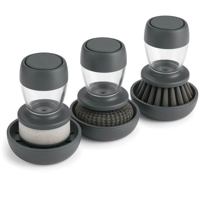 Set de perie vase universala de bucatarie cu dozator de sapun si suport 3buc Handy KitchenServ