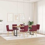 VidaXL Scaune de bucătărie pivotante, 6 buc., roșu vin, textil