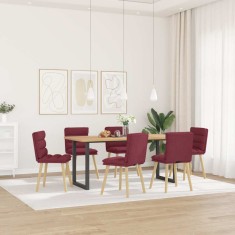vidaXL Scaune de bucătărie pivotante, 6 buc., roșu vin, textil