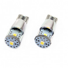 Set becuri auto cu LED CANBUS compatibil T10e W5W 3 SMD ALU Alb 12V/24V,