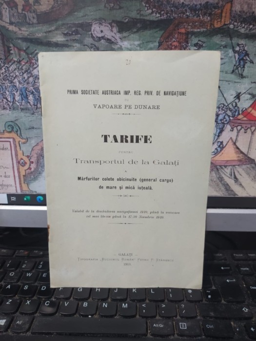 Tarife pentru Transportul de la Galați a Mărfurilor colete obicinuite, Prima Societate austriacă de navigațiune cu vapoare pe Dunăre, Galați 1910, 054