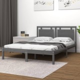 Cumpara ieftin Cadru de pat, gri, 200x200 cm, lemn masiv