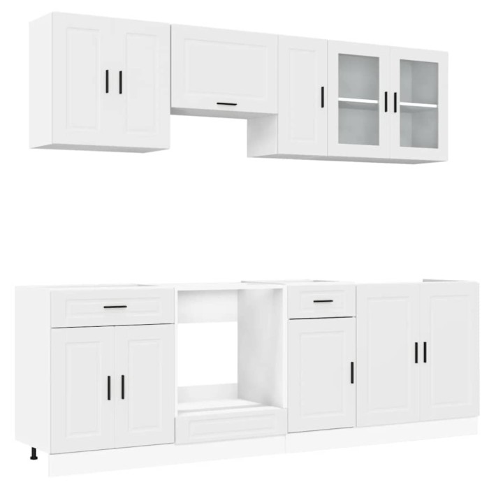 Set dulap de bucatarie din 8 piese &bdquo;Porto&rdquo; Lemn prelucrat alb