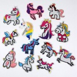 Set de 13 petice pentru imbracaminte Longsing, textil, model unicorn, multicolor, 6,5 - 8,8 cm