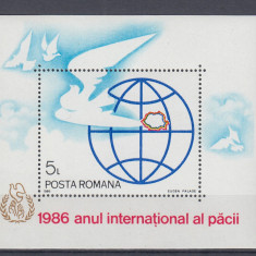 ROMANIA 1986 LP 1164 ANUL INTERNATIONAL AL PACII COLITA MNH