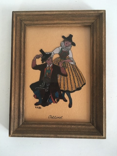 Tablou pictura pe sticla Tirolul de Est (Osttirol) cuplu in haine  traditionale | Okazii.ro