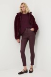 Medicine pantaloni culoarea bordo, mulata, medium waist
