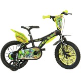 Cumpara ieftin Bicicleta copii Dino Bikes 16 inch Dinosaur, cadru otel, roti ajutatoare, frana mana, varsta 6-8 ani