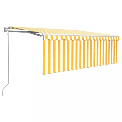 Copertina retractabila automat cu stor, galben&amp;amp;alb, 4x3 m foto