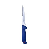 Cumpara ieftin Cutit pentru transare albastru, lama curbata 13,5 cm din otel inoxidabil, maner ergonomic, pentru fasonare, curatare si portionare carne