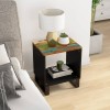 Măsuță cafea vidaXL 40x31x46cm lemn masiv reciclat multicolor, compartiment depozitare, picioare metalice
