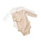 Set 2 body-uri cu maneca lunga bebe unisex -100% bumbac organic - Crem cu buline, BabyCosy (Marime: 6-9 luni)