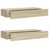 Cumpara ieftin Dulapuri de perete cu sertare 2 buc. stejar 60x23,5x10 cm MDF