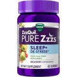 Supliment alimentar ZzzQuil Sleep + De-Stress cu melatonină și ashwagandha, aromă de mure și vanilie, 42 jeleuri