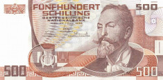 AUSTRIA ? bancnota ? 500 Schilling ? 1985 ? P-151 ? UNC ? necirculata foto