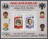 Nicaragua 1980 -Anul Eliberării 1979, Anul Internațional al Copilului și Participarea Nicaraguei la Jocurile Olimpice 1980, Colita, Cota 45 EURO, MNH, Nestampilat