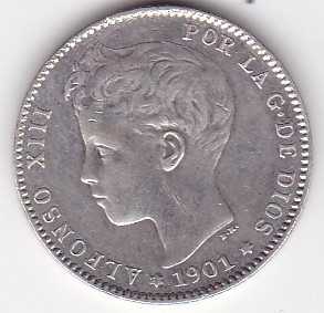 SPANIA 1 PESETA 1901 foto