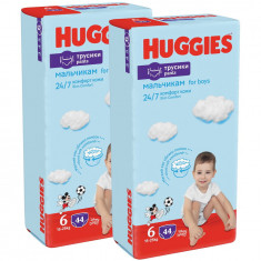 Pachet Scutece chilotel Huggies Pants Mega pack Nr 6-44 buc, Boy, 15-25 kg, 88 buc