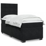 VidaXL Pat box spring cu saltea, negru, 80x200 cm, catifea 3293064