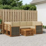 vidaXL Set de canapele de exterior cu pernă 7 pcs Natural și Bej 3384079