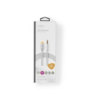Cablu USB TYPE C tata - Jack 3.5 mm tata 1m aurit argintiu Nedis foto