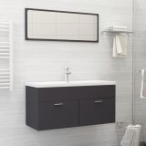 Set mobilier de baie, gri, lemn prelucrat