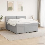 Cumpara ieftin Pat boxspring cu saltea Gri deschis 160 x 200 cm Tesatura
