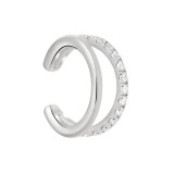 Cercel ear cuff argint 925, JW992, model dublu, placat cu rodiu, DELIS