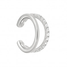 Cercel ear cuff argint 925, JW992, model dublu, placat cu rodiu